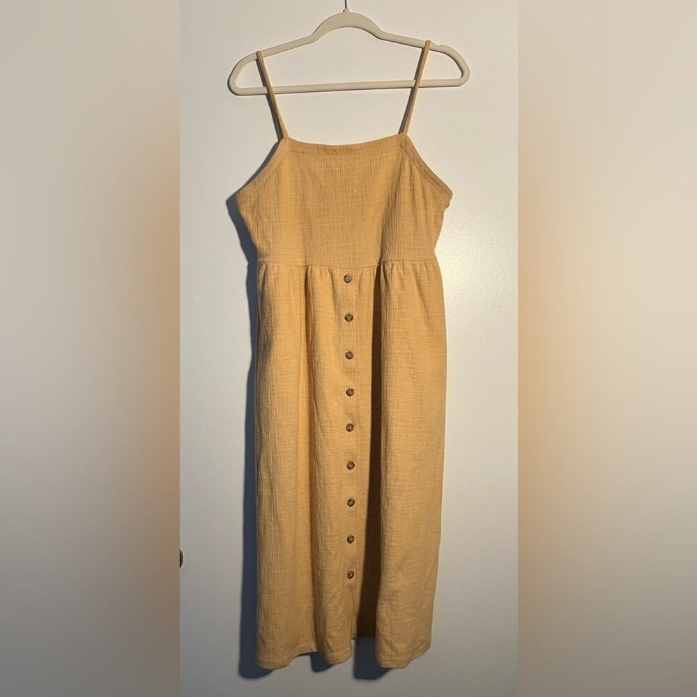 Madewell Gold Yellow Cami Button Sleeveless Dress Sz L - Picture 2 of 9